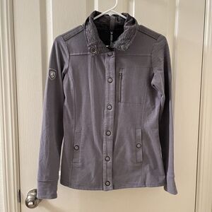 Kuhl Krush Jacket Snap Front Charcoal Gray Women's Size XS Thumbholes 4234